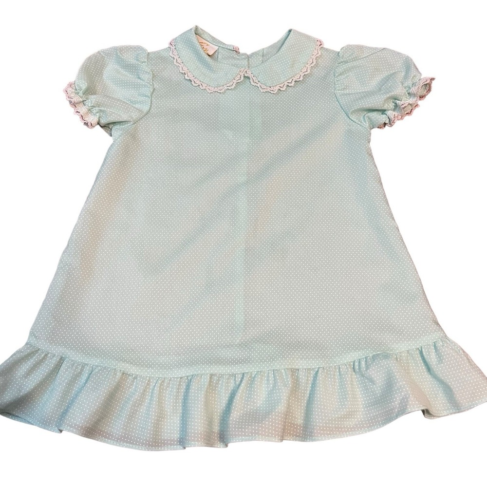 Vintage Envy of California Polka Dot Ruffle Collar Dress Size 4T